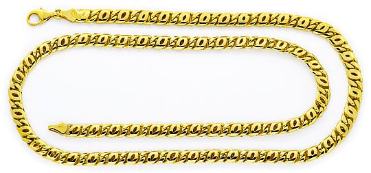 Foto 1 - Pfauenauge Tigerauge Kette Goldkette gewölbt massiv 14K, K2352