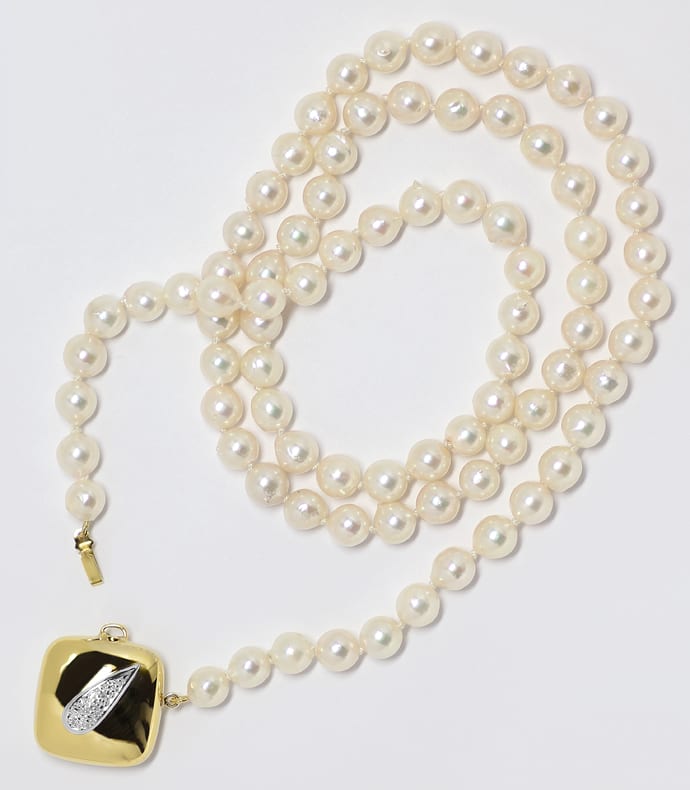 Foto 4 - Perlenkette 62cm Design-Diamanten-Goldschloß, S2042
