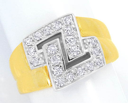 Foto 2 - Moderner Diamant-Ring, massiv Gelbgold-Weißgold, S6133
