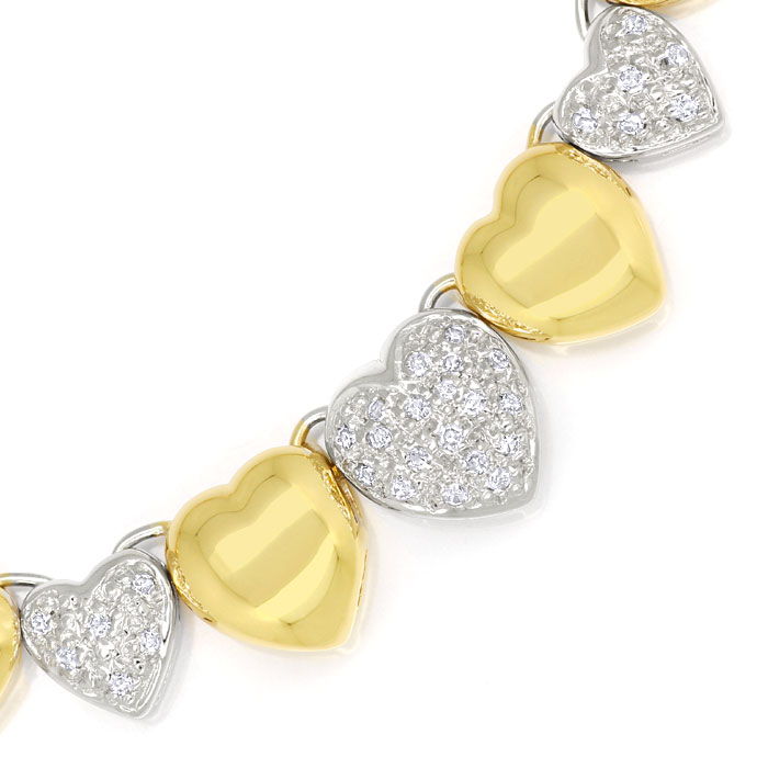 Foto 2 - Herzen Collier mit 42 Diamanten ausgefasst Bicolor Gold, S9974